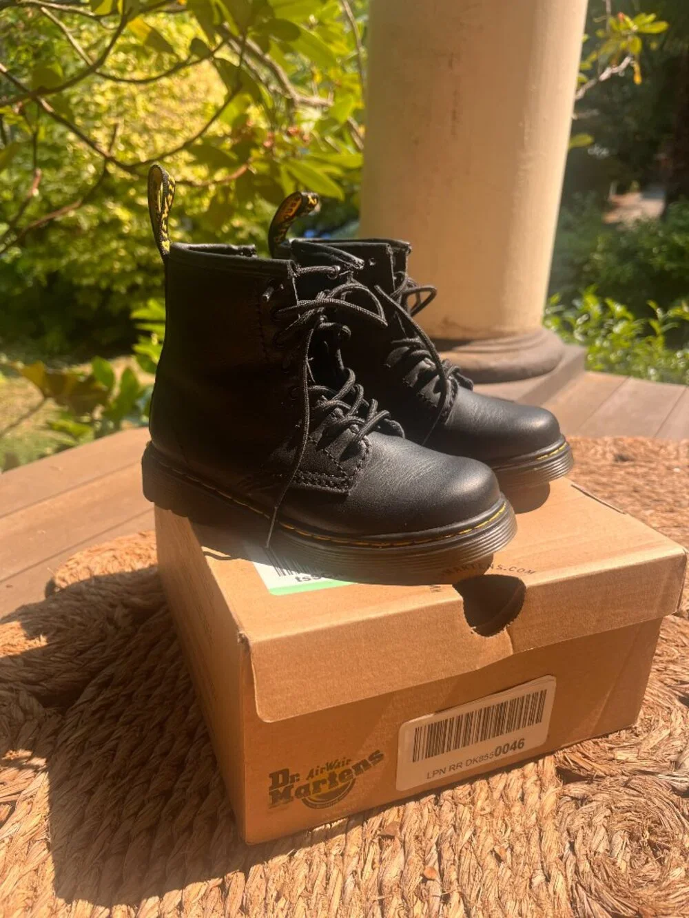 Dr. Martens Toddler Black Eight Eye Leather Boots Side Zip Size US 9